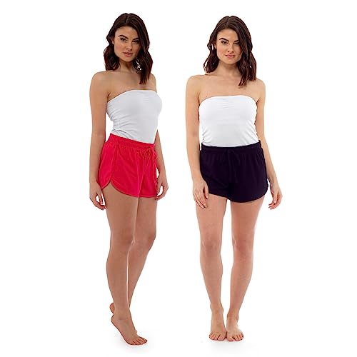 Ladies 2 Pack Shorts Beach Lounge Summer Holiday Yoga Cotton Shorts UK Sizes 8 to 22 New (BKPK 16-18)