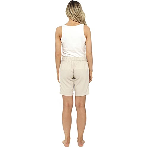 Thingimijigs Ladies Casual Linen Shorts with Pockets - Stone 16