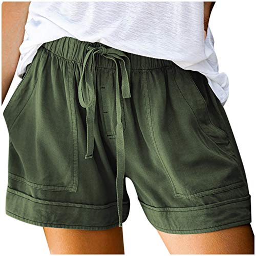 Womens Casual Drawstring Pockets Shorts Summer 4 Pockets Shorts Workout Yoga Sports Short Pants Active Shorts Solid Stretch Shorts Casual Jersey Ladies Summer SweatShorts with Pockets