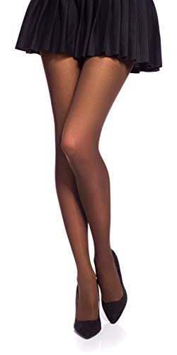 Colourful Microfiber 20 Denier Tights by Romartex, 20 Colours, Sizes S-L, L, dark brown