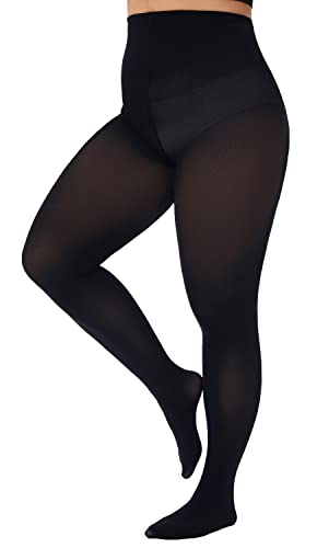 CozyWow Plus Size Tights for Women Stockings with Enough Elasticity & High Waist Soft and Durable Semi Opaque Pantyhose 1Black-2XL