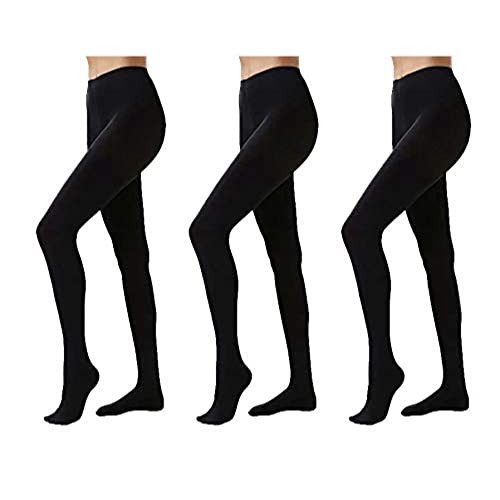 FM London (3-Pack) 100 Denier Black Tights for Women | Comfort Stretch Fit Women's Tights Suitable for All Occasions | Durable, Supportive, Thick Tights