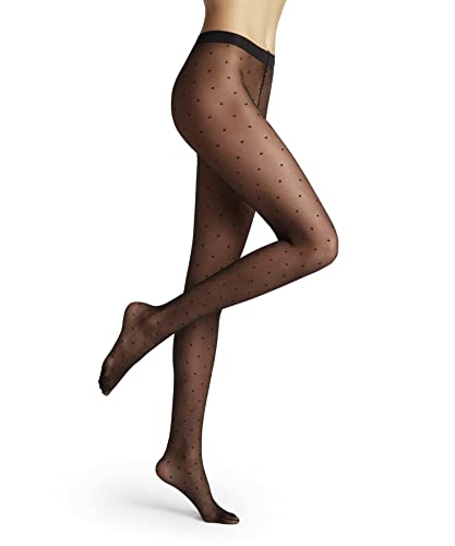 FALKE Women's Dot 15 DEN Tights, Synthetic, Black (Black 3009), M-L (1 Pair)