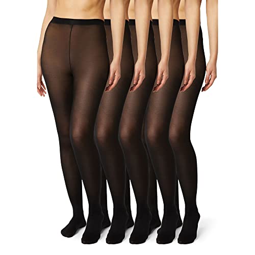 FM London Collants 40 Deniers (Lot De 5) Tights Women's , Black , M