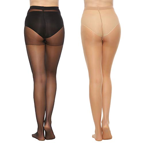 MANZI Women's Black (3 Pairs) Natural Nude (3 Pairs) Sheer Soft Tight 20 Denier,L