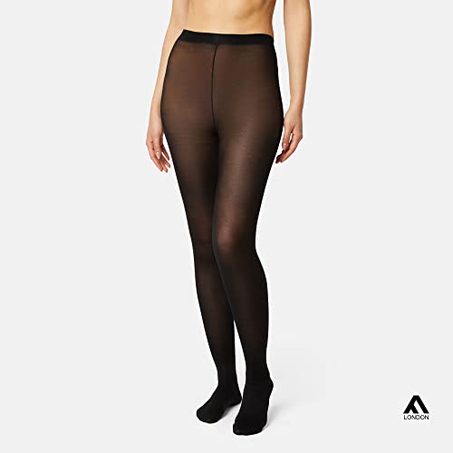 FM London Collants 40 Deniers (Lot De 5) Tights Women's , Black , M