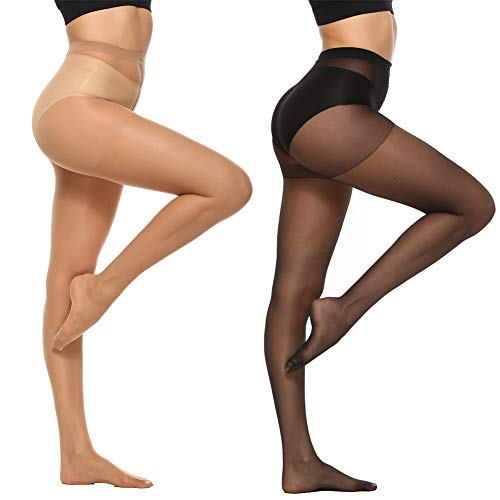 MANZI Women's Black (3 Pairs) Natural Nude (3 Pairs) Sheer Soft Tight 20 Denier,L