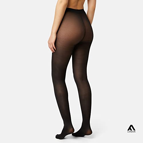 FM London Collants 40 Deniers (Lot De 5) Tights Women's , Black , M