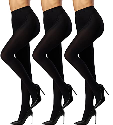 SENTELEGRI 3 Pairs Soft Feel All Day Comfort Run Resistant 40 Denier Opaque Tights Multipack (as8, alpha, s, regular, regular, Black)