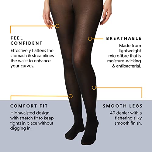 FM London Collants 40 Deniers (Lot De 5) Tights Women's , Black , M