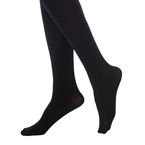MANZI Women's 2 Pairs Classic Opaque Control-Top Tights with Comfort Stretch 70 Denier Black M