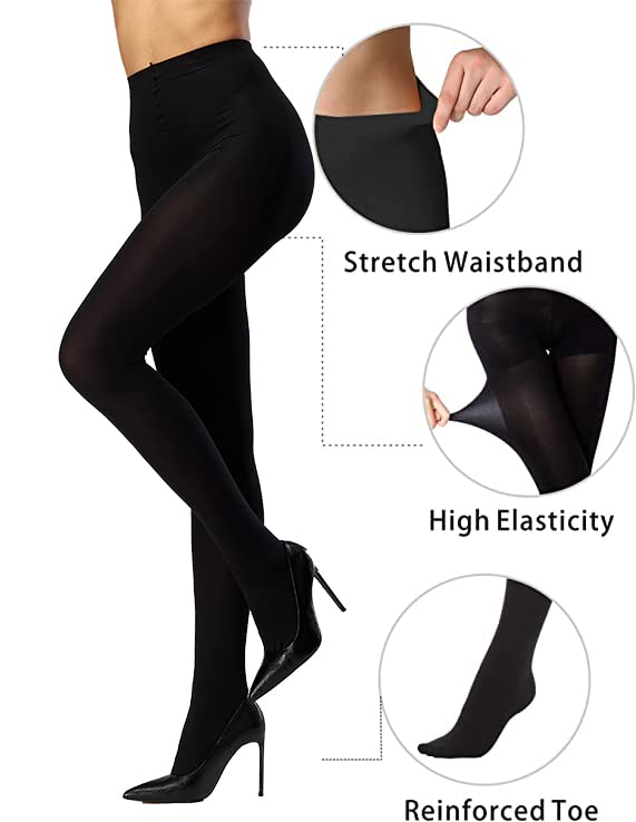 SENTELEGRI 3 Pairs Soft Feel All Day Comfort Run Resistant 60 Denier Opaque Tights Multipack (as8, alpha, l, regular, regular, Black)