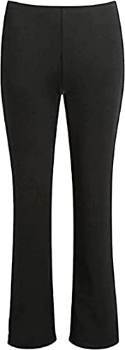 BOOM Prime Ladies Stretch Bootleg Trousers Ribbed Womens Pull On Elasticated Waist Pants Size 8-26 (16) Black