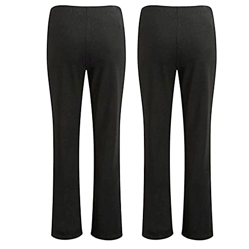 Style Spot (Black/Pack of 2, UK 14/29" Regular Inside Leg Women's Elasticated Pull ON Pants Bootleg Trousers Ladies Nurse Carer Plus Size Bottoms