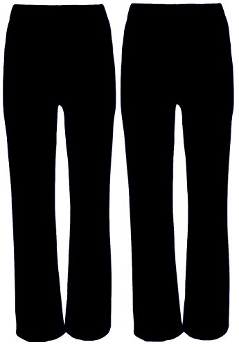 Missy Ladies Stretch Trousers Pack of 2 Bootleg Stretch Ribbed Trousers Black Size 8-26 (14, Black Regular (30