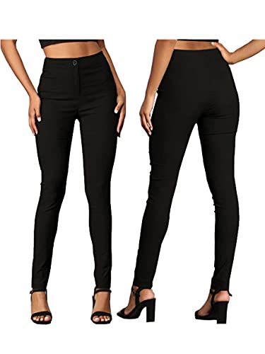 femiss Girls Black School Trousers Sizes 4 6 8 10 12 14 16 18 Women Work Office Skinny Strech Trousers (Black-10-31)