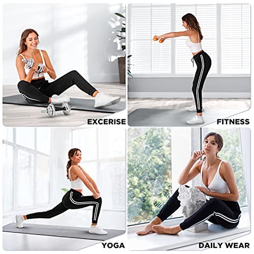 Stanpetix Joggers for Women - Womens Sweatpants with Pockets Sport Pants Black Trousers for Women UK（Black with White Strip, S