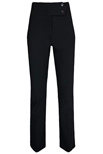 Lovetoenvy Ladies 2 Button Tapered 2 Way Stretch Work Office School Trousers (14) Black