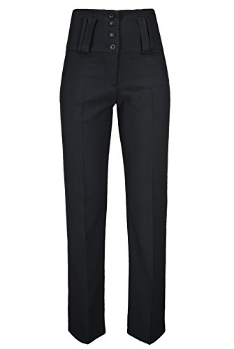 Lovetoenvy Womens Girls Black HIGH Waist Trousers Quality School Work Straight Leg Pants 6-14 (UK-12, Black)