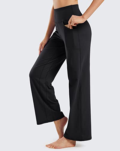 Promover Women's Activewear Trousers Straight Wide Leg with Pockets Yoga Pants Stretch Work Tracksuit Bottoms Gym Joggers Causal Tummy Control Lounge Pants Petite/Regular/Tall