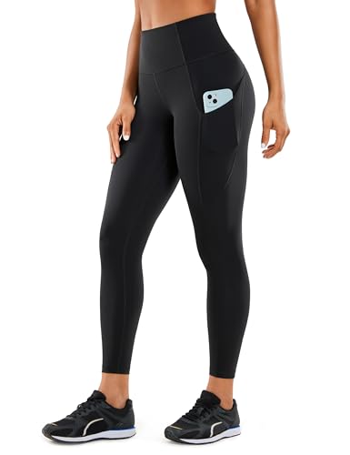 CRZ YOGA Women's Naked Feeling Leggings Squat Proof High Waist Yoga Pants Running Sports Tights With Pocket Black-R427 M(12), Black - R427, 12