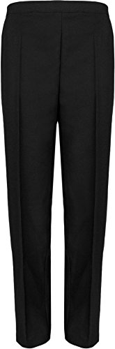 WearAll Women Elasticated Pocket Trousers Pants Black 16W - 25L