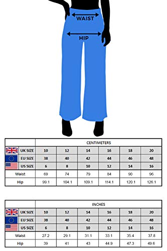 Roman Originals Wide Leg Trousers for Women UK Ladies Palazzo Pants Evening Jersey Elasticated High Waist Smart Flared Culotte Office Work Going Out Loose Crepe Bottoms - Black - Size 16