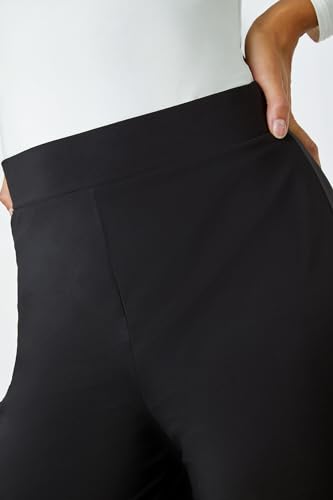 Roman Originals Wide Leg Trousers for Women UK Ladies Palazzo Pants Evening Jersey Elasticated High Waist Smart Flared Culotte Office Work Going Out Loose Crepe Bottoms - Black - Size 16