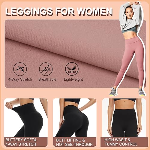 ACTINPUT Black Leggings for Women Soft High Waisted Tummy Control Leggings Sports Workout Gym Running Yoga Pants(Black,S-M)