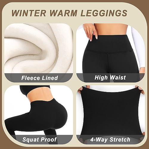 ACTINPUT Thermal Leggings for Women High Waist Fleece Lined Leggings Winter Thick Warm Leggings Ladies Hiking Sports Workout Yoga Pants(Dark Grey,L)