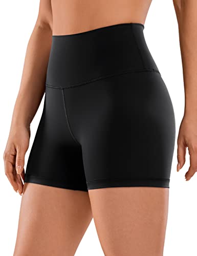 CRZ YOGA Women's Naked Feeling Gym Shorts - 4'' High Waisted Cycling Shorts Yoga Workout Running Spandex Shorts Black 8