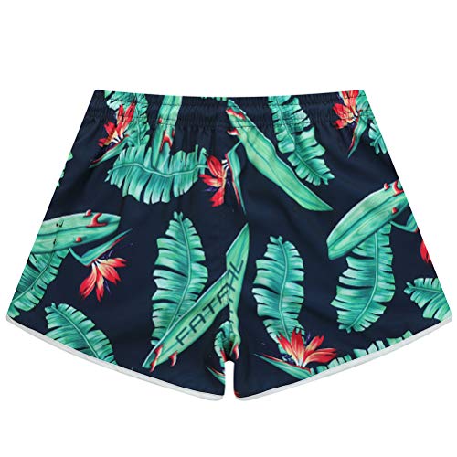 Sunday Rose Women's Swim Shorts Plain Beach Board Shorts Quick Dry Summer Swimwear with Adjustable Drawstring Palm Leaves Size XL