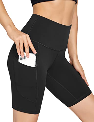 UUE Cycling Shorts Women High Waist Tummy Control Ultra Soft Running Yoga Pants Sports Gym Shorts Leggings with Side Pockets