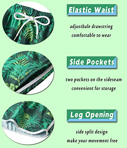 Sunday Rose Women's Swim Shorts Plain Beach Board Shorts Quick Dry Summer Swimwear with Adjustable Drawstring Palm Leaves Size XL