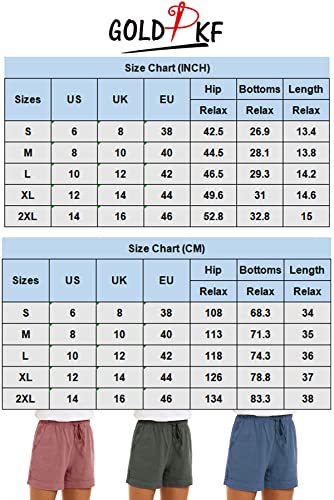 GOLDPKF Shorts Womens Summer Ladies Cotton Linen Shorts Lounge Cargo Flowy Walking Elastic Waist Shorts Mid High Dusty Pink UK Large