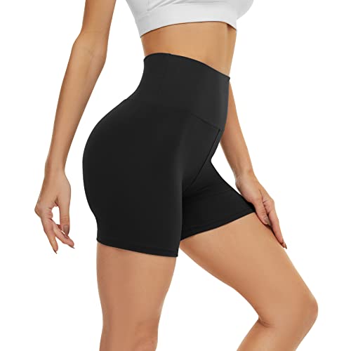 Campsnail Cycling Shorts Women High Waisted Yoga Shorts Womens Workout Gym Running Shorts Black