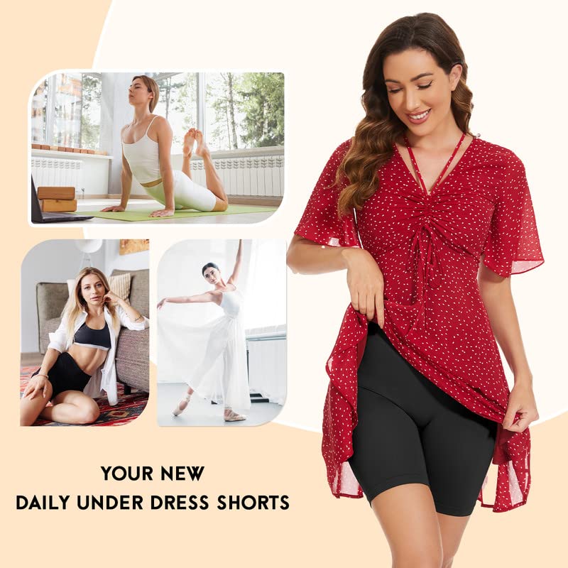 SIHOHAN Womens Slip Shorts Comfortable Short Pants Ultra Soft Seamless Long Briefs for Under Dresses Leggings and Yoga(Black-1,M)