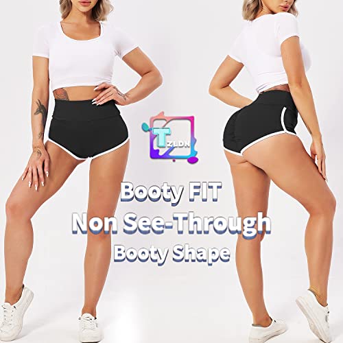 TZLDN Womens Gym Shorts for Women Ruched Butt Lifting Booty High Waist Compression Yoga Workout Cycling Shorts Black Hot Pants #2Classic - Black, M