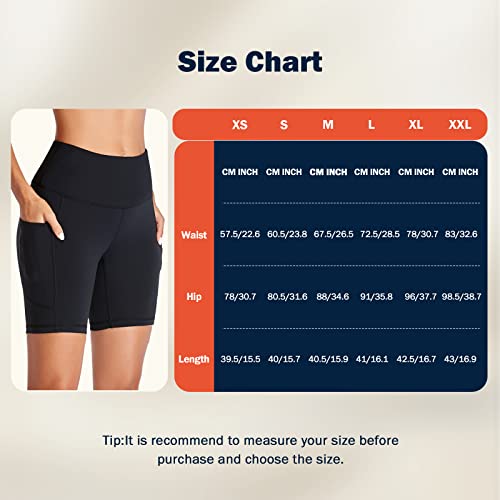 GIMDUMASA Gym Shorts for Women UK Cycling Shorts Ladies High Waist Black Yoga Shorts Tummy Control with Pockets for Cycle Biker Shorts Workout Running Sports Activewear Fitness