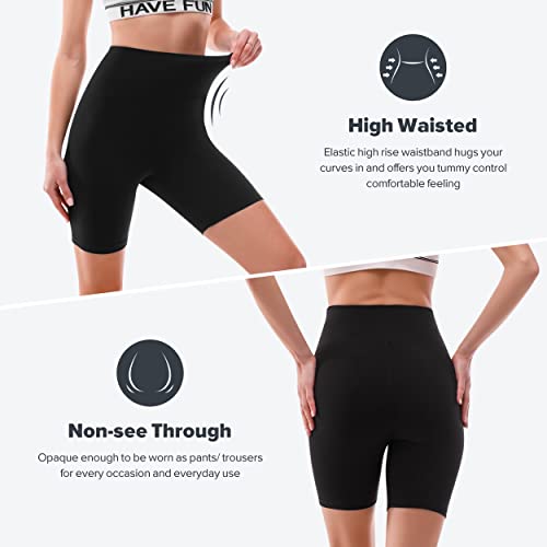 SINOPHANT High Waisted Cycling Shorts Women - Tummy Control Buttery Soft Biker Yoga Running Gym Black Workout Athletic Shorts(L-XL,1 Black)