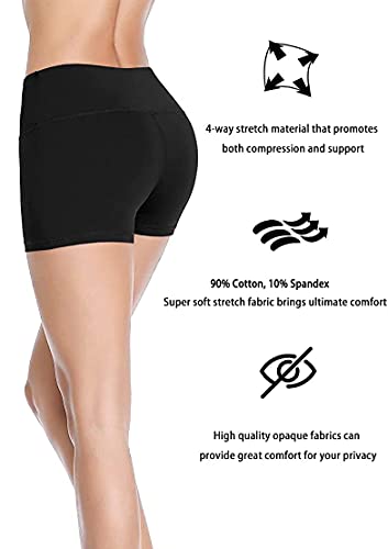 4How Women's Sports Workout Short High Waist Yoga Gym Shorts Black Hot Pants Running Cycling Shorts Yoga Pants Black M