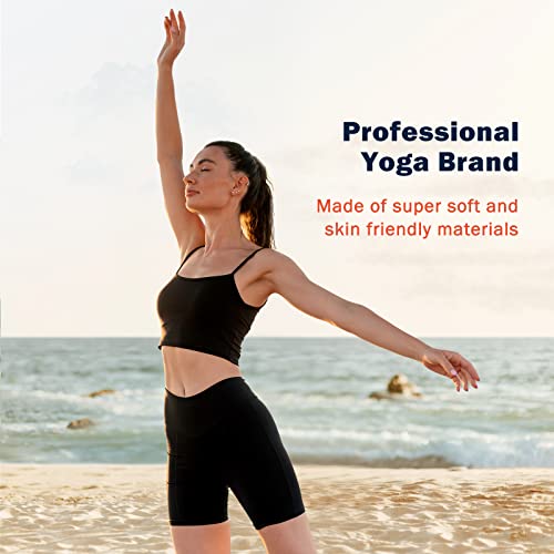 GIMDUMASA Gym Shorts for Women UK Cycling Shorts Ladies High Waist Black Yoga Shorts Tummy Control with Pockets for Cycle Biker Shorts Workout Running Sports Activewear Fitness