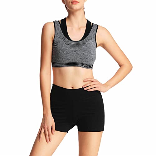 4How Women's Sports Workout Short High Waist Yoga Gym Shorts Black Hot Pants Running Cycling Shorts Yoga Pants Black M