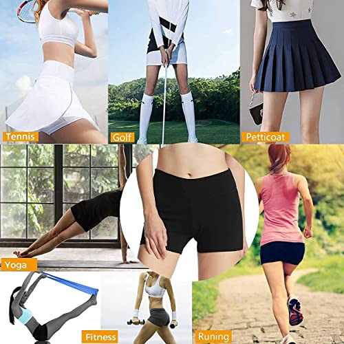 4How Women's Sports Workout Short High Waist Yoga Gym Shorts Black Hot Pants Running Cycling Shorts Yoga Pants Black M