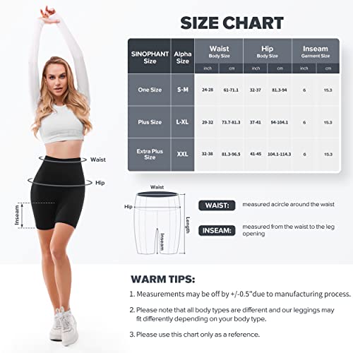 SINOPHANT High Waisted Cycling Shorts Women - Tummy Control Buttery Soft Biker Yoga Running Gym Black Workout Athletic Shorts(L-XL,1 Black)