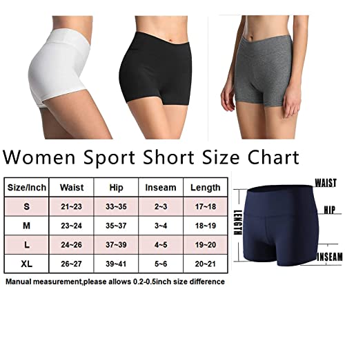 4How Women's Sports Workout Short High Waist Yoga Gym Shorts Black Hot Pants Running Cycling Shorts Yoga Pants Black M