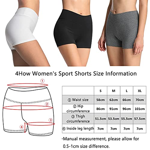 4How Women's Sports Workout Short High Waist Yoga Gym Shorts Black Hot Pants Running Cycling Shorts Yoga Pants Black M