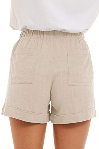 SMENG Womens Shorts Holiday Clothing for Women Casual Shorts Women Baggy Loose Shorts Women Womans Summer Clothes Outdoor Garden Shorts Beige Size M