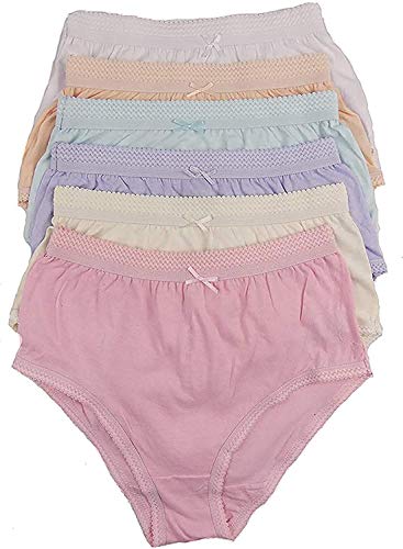 COTTONIQUE Ladies 6 Pairs of Full Cotton Briefs in Choice of Colours 36-54" Plus Sizes (36-38" (8-10), Assorted Pastels)