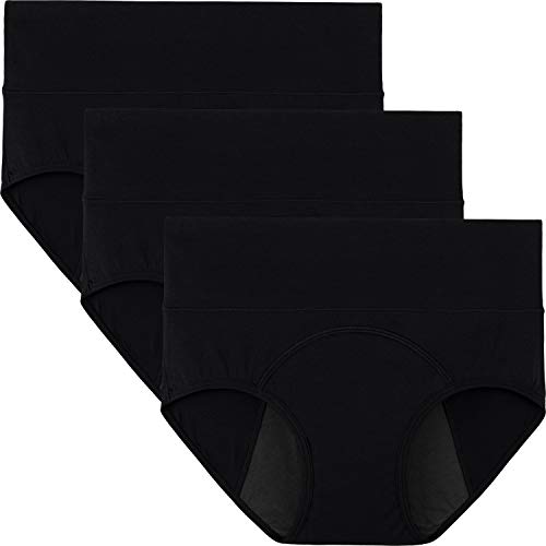 INNERSY Women Menstrual Pants C-Section Underwear Leakproof Period Knickers Black 3 Pack (UK22, Black-Dark Lining)
